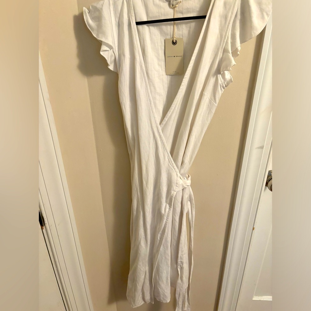 Lucky Brand White Linen Wrap Dress
